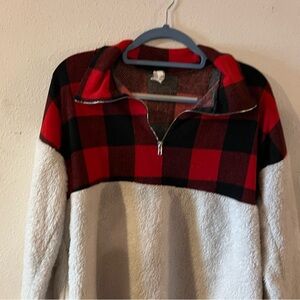Preloved red and black checked sweat shirt